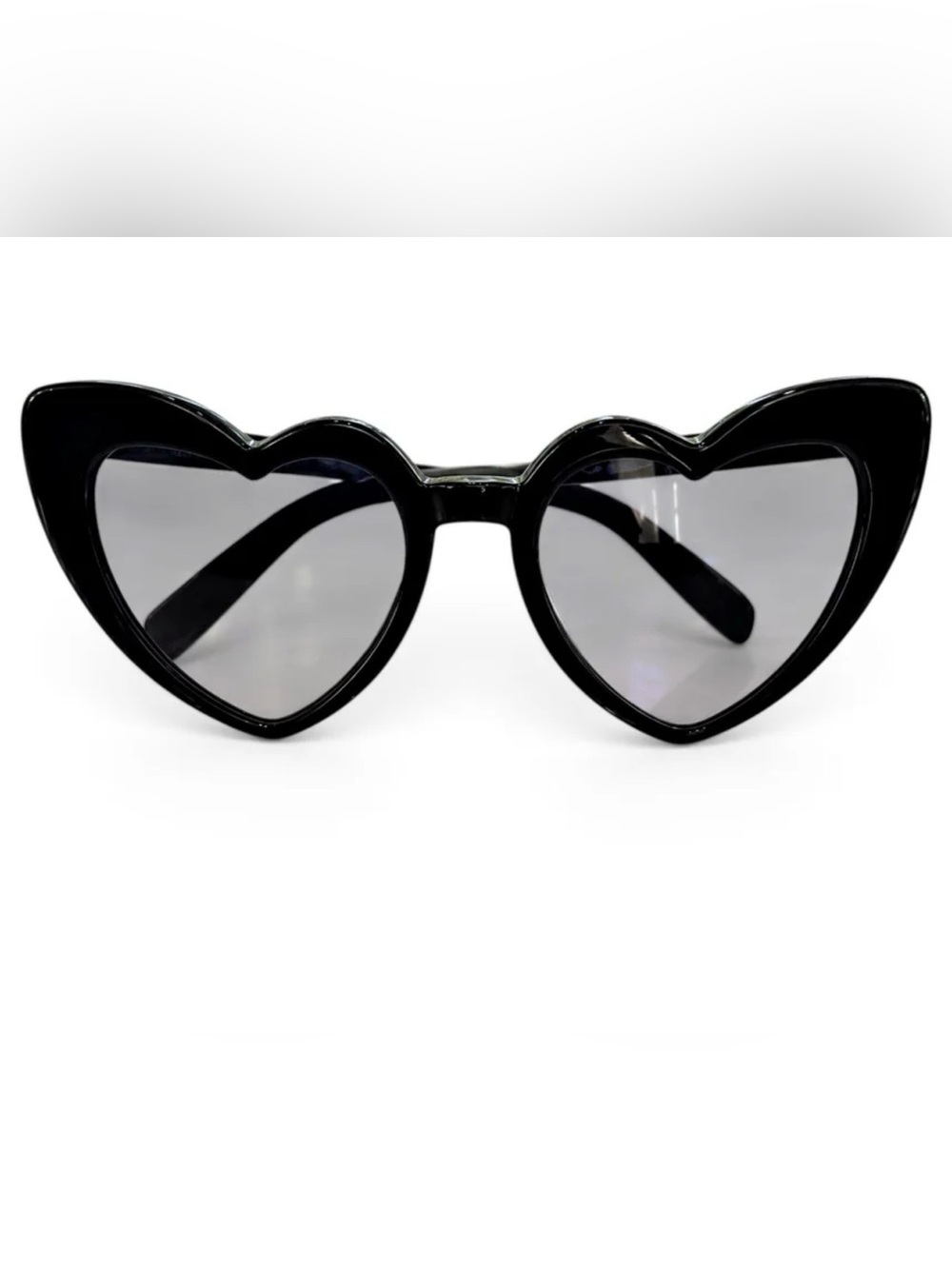 Saint Laurent Black LouLou Heart Frame Sunglasses with Smoke Lenses